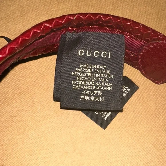 Gucci Women's Raffia Visor in Beige and Burgundy Python Trim - Picture 2 of 8